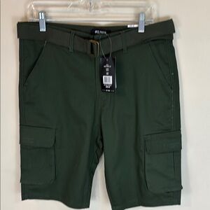 Blu Rock Olive Flex Stretch Cotton Cargo Shorts Size 32 NWT